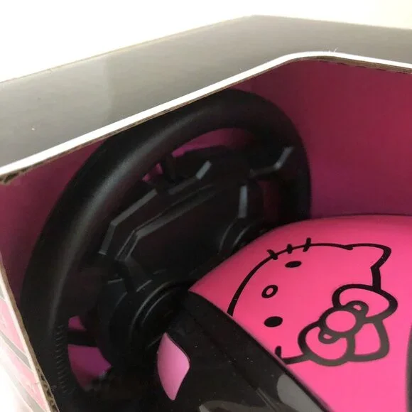 Hello Kitty Remote Control Racing Car & Wheel Controller Black Pink Set of 3 - Picture 6 of 16